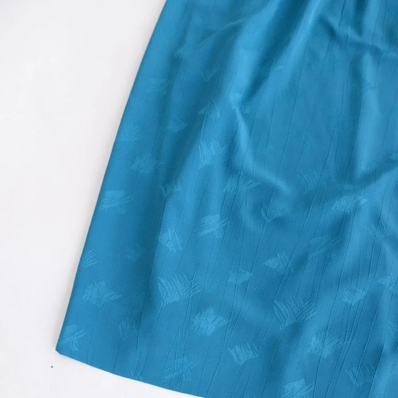 Vintage Teal Midi  Dress with Shoulder Pads & Belt - Picture 8 of 14